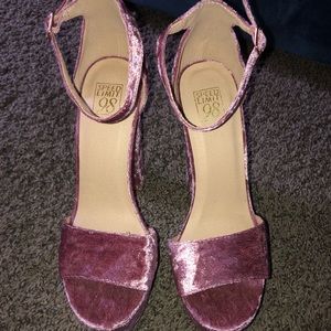 Rose pink velvet pink heels platform size 8 shoes